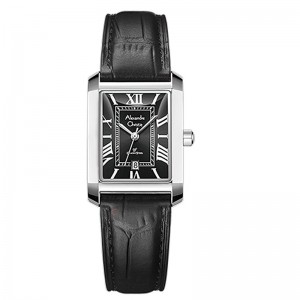 Alexandre Christie AC 8714 Silver Black Leather Lady LDLSSBA
